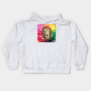 Lion With Flowers Kids Hoodie